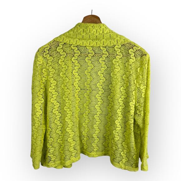 Ruby Rd Favorites Womens size Large 3/4 Sleeve Open Lace Knit Cardigan Yellow - Picture 2 of 9